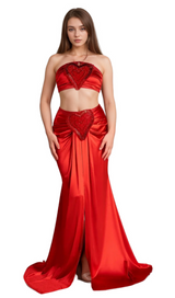 antonia Mesi Halter Neck Heart Embellished 2 Piece Set