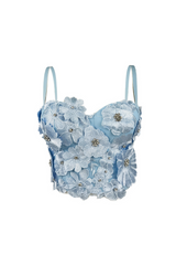 3D Flower Diamond Corset in blue