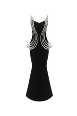 tiffany Pearl Bandage Sleeveless Maxi Dress in black