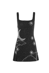 Sylvia Rhinestone Embellished Sky Mini Dress in black