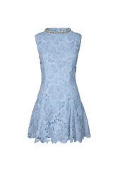 pandora Flower Lace Mini Dress in blue