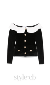 claire chenille knit off shoulder top in black