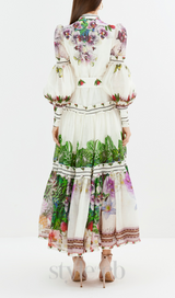 CORNELIA MULTICOLOR FLORAL PATTERN MAXI DRESS