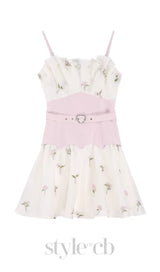 EMBROIDERED JACQUARD MINI DRESS IN WHITE