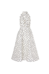 Bow Polka Dot Halter Neck Midi Dress in white