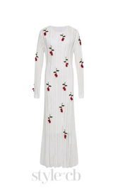 Hilaria Rose Handcrafted Knit Midi Dress in White