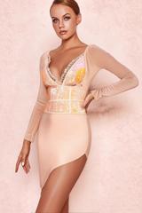 SEQUIN IRREGULAR MIDI DRESS IN PINK