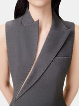 asymmetric collar blazer midi dress in grey