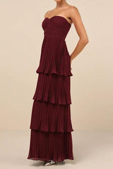 Strapless Tiered Maxi Dress in Plum Purple