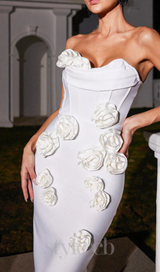 STRAPLESS FLOWER BANDAGE DRESS