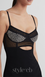 CRYSTAL EMBELLISHED CORSET MAXI DRESS