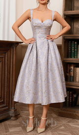 BUSTIER A LINE MIDI DRESS IN PURPLE