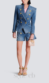 8-BUTTON DENIM JACKET IN NAVY