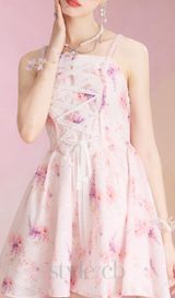 FLORAL PRINTED MINI DRESS IN PINK