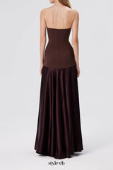 Aura Strapless Gown in Espresso