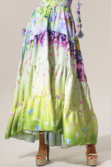 Loyisa Halter V-Neck Floral Printed Tassel Swimwear And Skirt Two-Piece Set