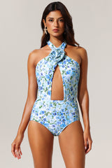 Tulip Floral Printed High Slit Swimwear And Skirt Two-Piece Set