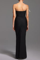 tiffany Pearl Bandage Sleeveless Maxi Dress in black