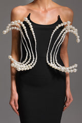 tiffany Pearl Bandage Sleeveless Maxi Dress in black