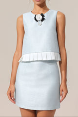 nicola Flowers Sleeve less Top Skirt Two-Piece Set in mint