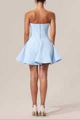 natividad off-shoulder Sleeveless Mini Dress in blue