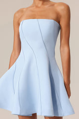 natividad off-shoulder Sleeveless Mini Dress in blue