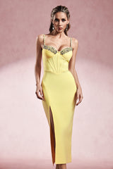 michaelia Sleeveless Diamond Slit Bandage Midi Dress