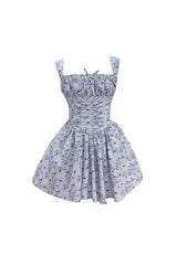 lesley blue floral print mini dress with bloomers