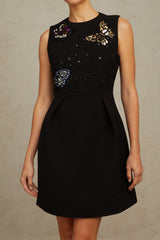 Manon sequined butterfly mini dress in black