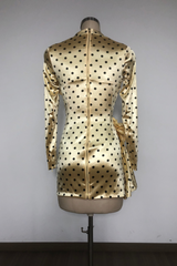 jenny Polka Dots Satin Mini Dress in Yellow