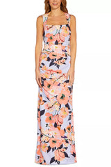 Women's Square-Neck Floral-Print Gown