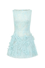 sleeveless lace fabric mini dress in aqua