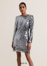 Rhia Silver Sequin Mini Dress