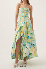 nancy violette Bubble Hem Maxi Dress in green