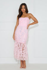 Girly Charms Strapless Midi Dress Pink