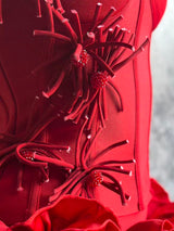 Corset Floral Two Piece Set Mini Dress In Red