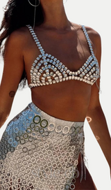 Cael Crystal Bra in Silver