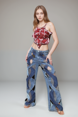 BACKLESS LACE FLOWER TOP