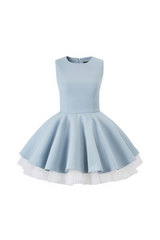 carol mesh stitching sleeveless tutu dress in blue