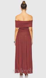 sabina bodycon strapless maxi dress in brick Red