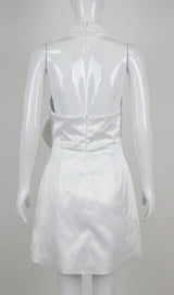 WHITE HALTER FLOWER DRESS