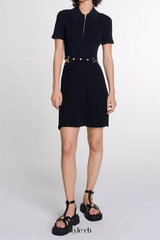 gladys knitted Pleated mini skirt in black