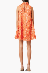 3d floral bluebell Trapeze Dress in Orange