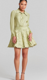 Hélène floral embroidered shirt & skirt matching set