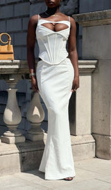 WHITE CORSET MAXI DRESS