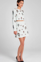 WHITE RHINESTONE EMBELLISHED SKIRT SET
