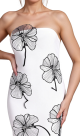 Off Shoulder Floral Mini Dress in white