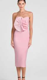 ANNABELLE BOWKNOT BANDAGE BUSTIER MIDI DRESS IN PINK