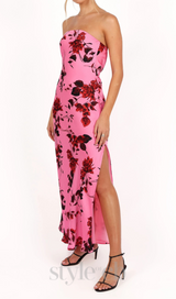 bryden strapless maxi dress in rose pink