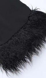STRAPLESS FEATHER CORSET DRESS IN BLACK Dresses styleofcb